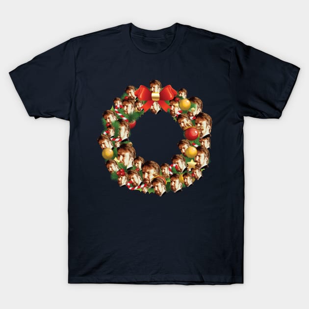 Hans Gruber Die Hard Multiface Christmas Wreath T-Shirt by Rebus28